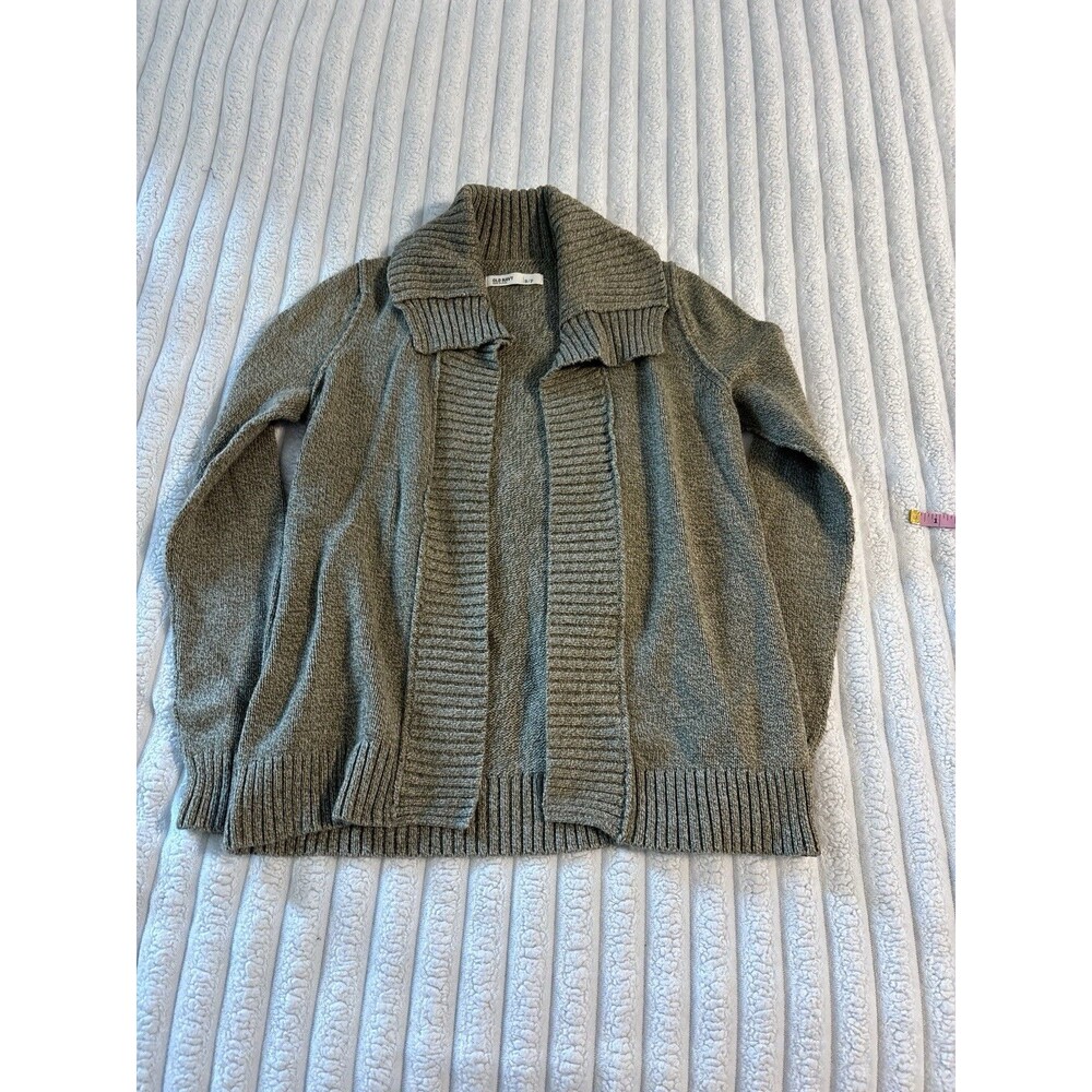 Old Navy Open Cardigan Knit Sweater Womens Small Goblin Green Y2K Cotton Blend